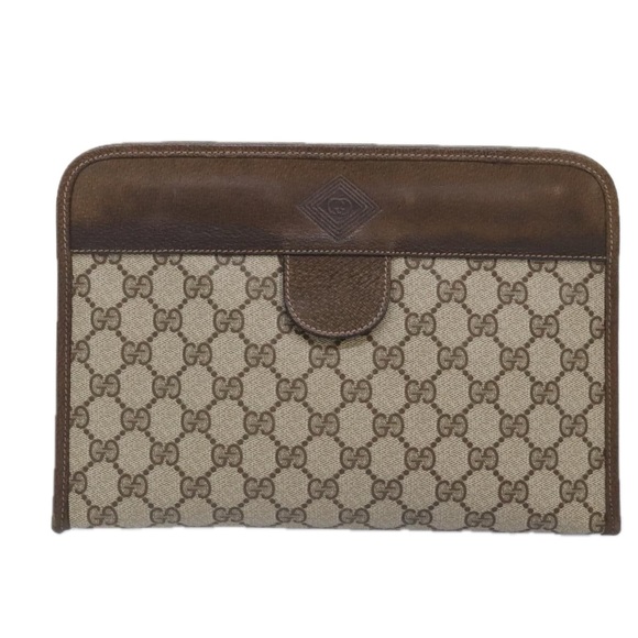 GUCCI GG Supreme Clutch Bag PVC Beige Auth yk15353 - Picture 3 of 16
